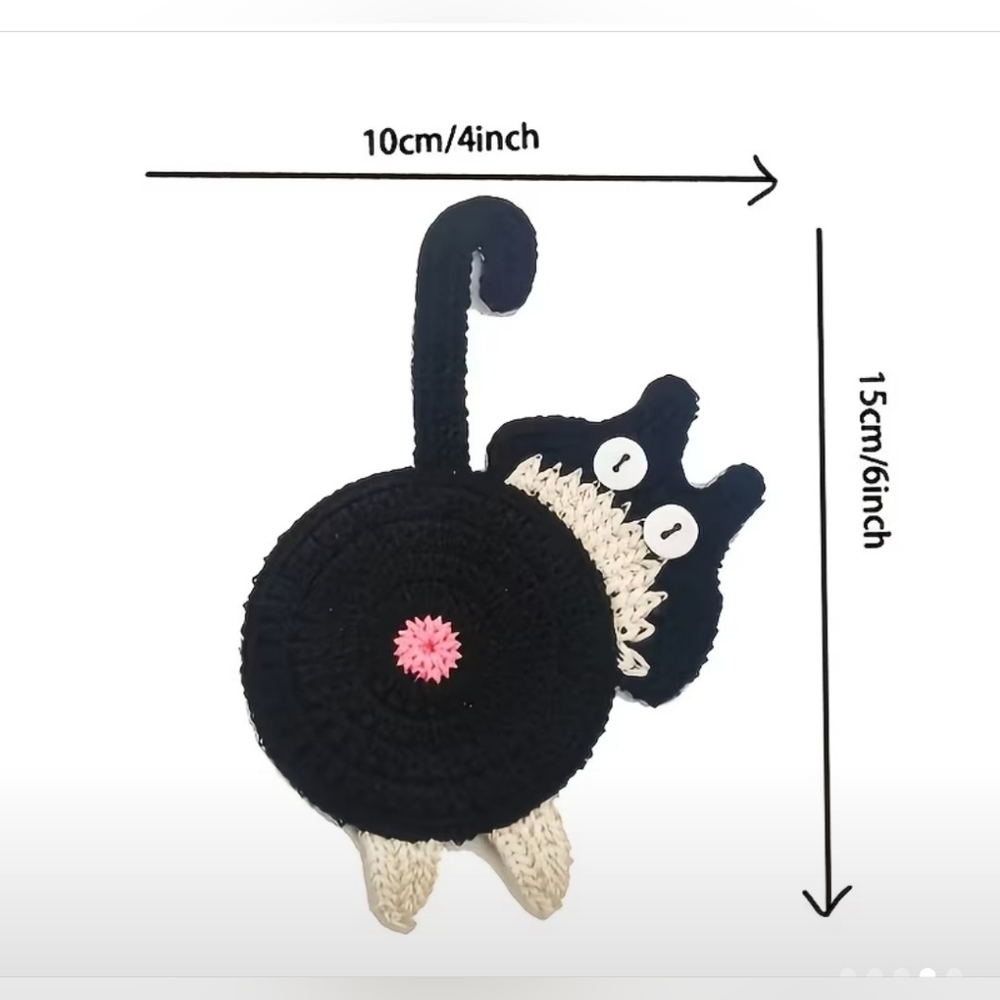 Crochet Black Cat Coasters - Set Of 2 - Picture 2 of 2